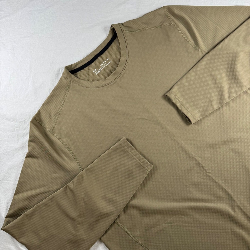 Under Armour Men's Size 2XL Tan ColdGear Tactical Base Layer  Shirt 1316936